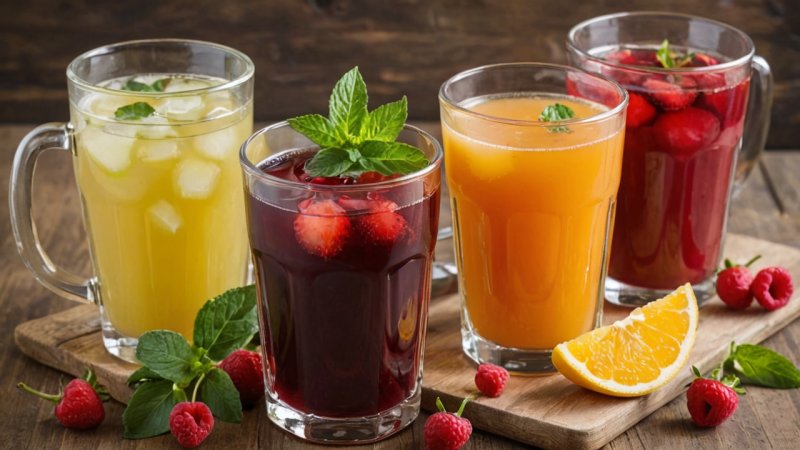 hälsosamma drycker, hydrering, välbefinnande, naturliga juicer, örtteer, recept