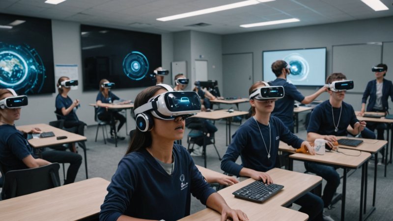 teknik i utbildning, framtida trender, AI i lärande, VR i klassrum, utbildningsteknologi, digitalt lärande